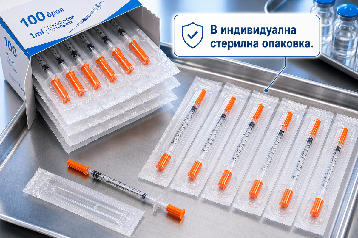Индивидуално запечатан блистер със спринцовка 1 ml